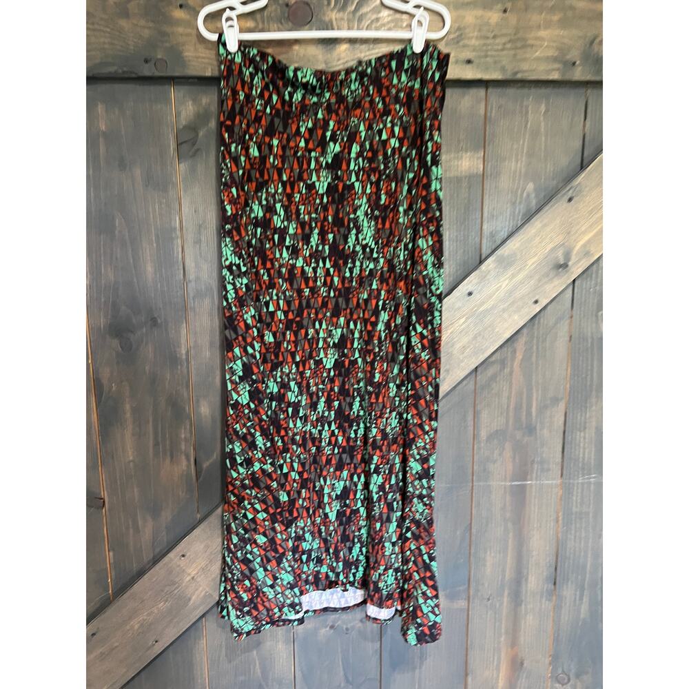 Lularoe Maxi Skirt Womens Large Black Grey Geometric Colorful Boho Stretchy